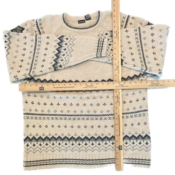 North Crest Men’s Cotton Fair Isle Sweater Blue and Cream Size   XL - Picture 6 of 7